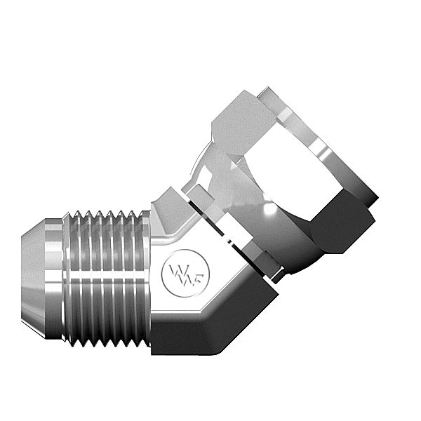 World Wide Fittings Male JIC to Female JIC Swivel 45 Deg. Elbow F5356X12X12 - main
